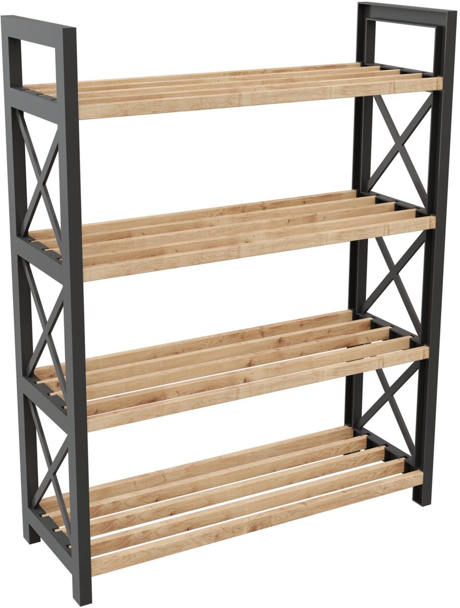 Brandloop Schoenenrek - 4 Lagen - 50x18x65 cm - Zwart/Naturel