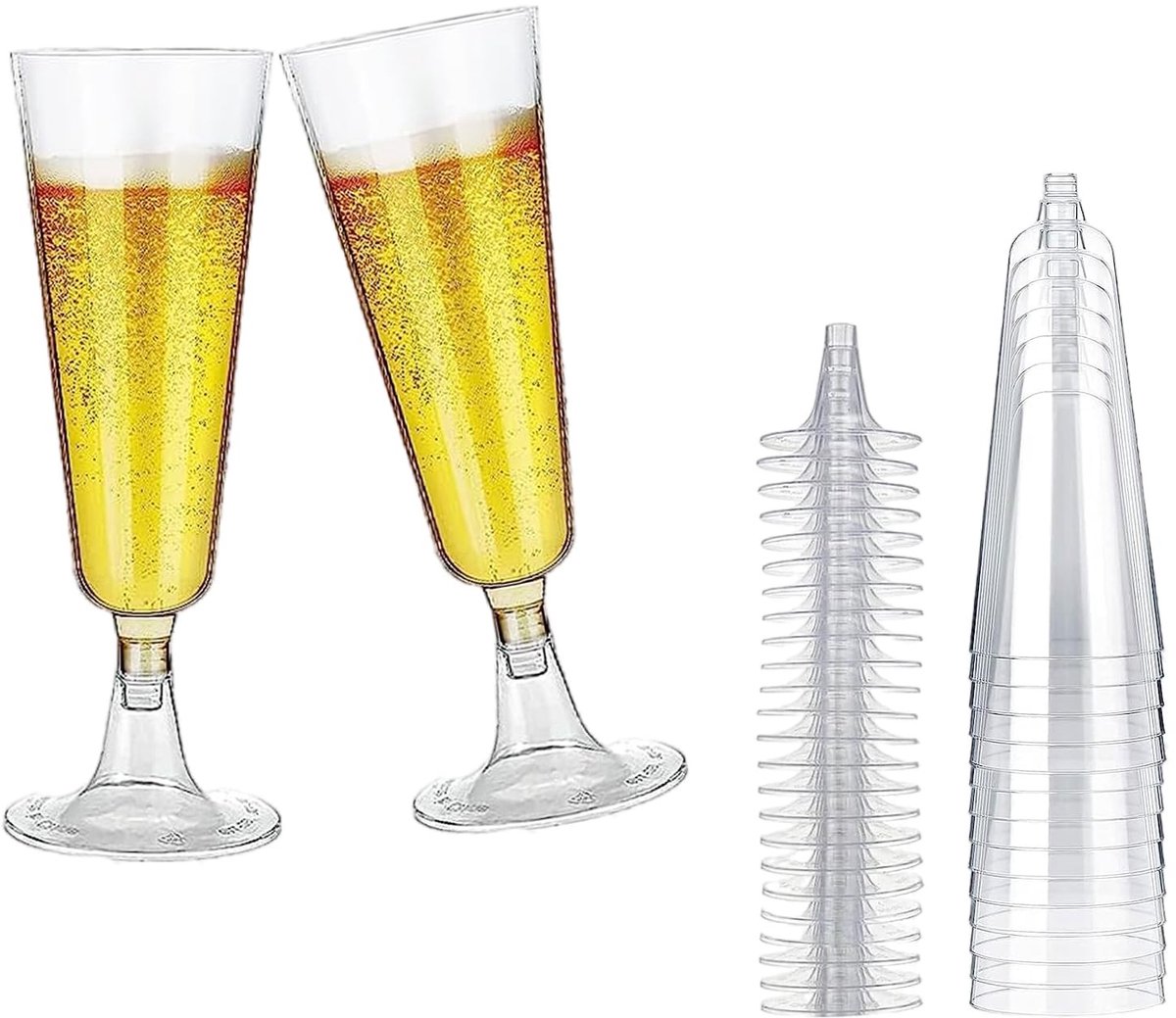 Solidchoice - Set van 20 Plastic Champagneglazen 150 ml, Herbruikbaar voor Feesten
