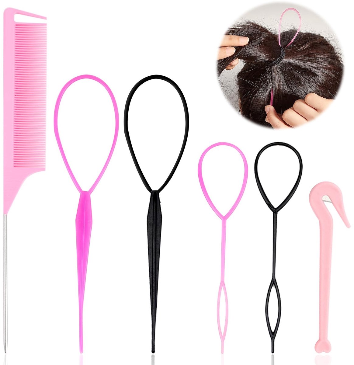 Solidchoice - Haaraccessoires en Vlechtgereedschap Set voor Beginners - 6 Stuks