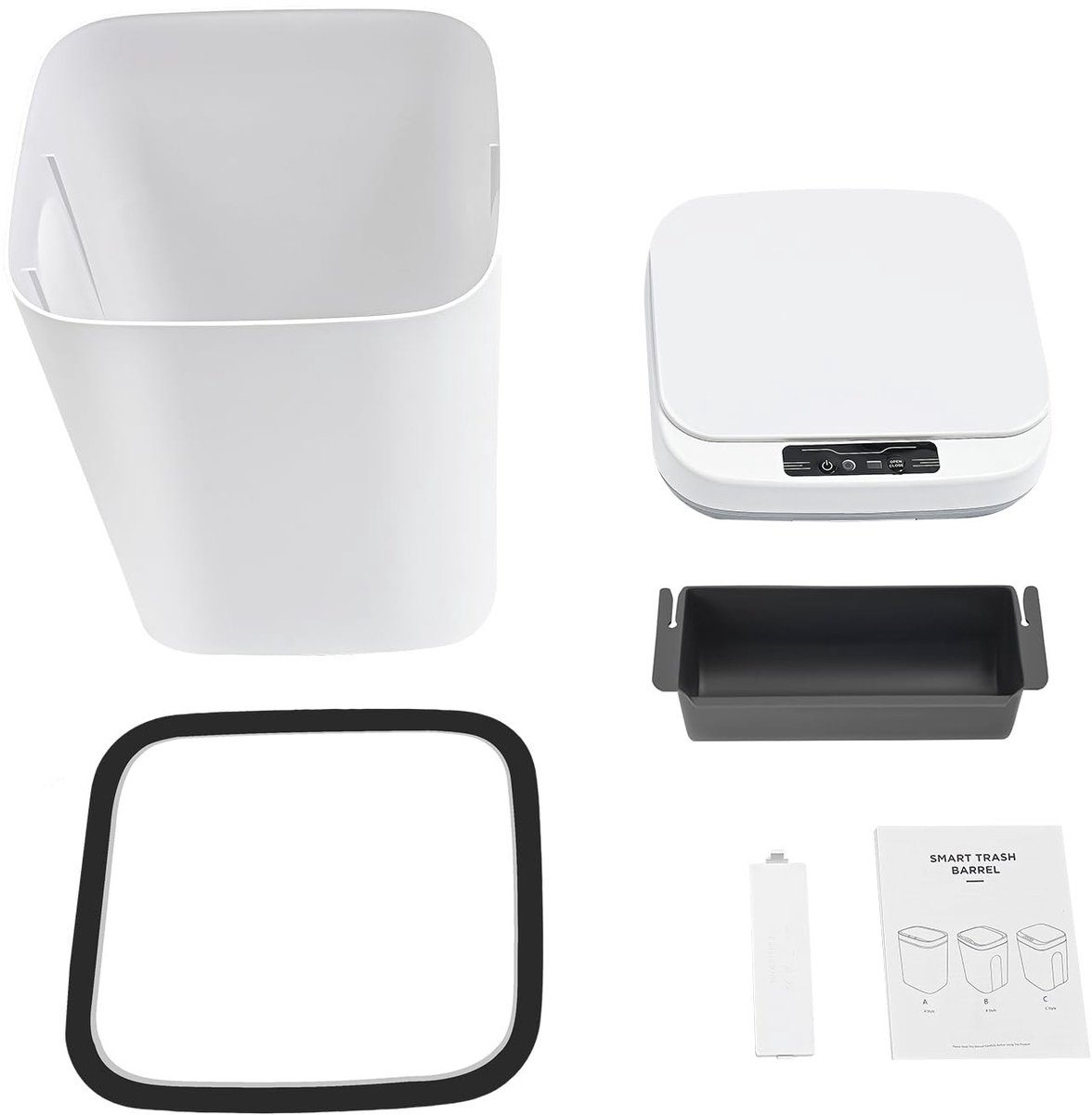 Prullenbak met Sensor - Vuilnisbak Sensor - Hygiënisch Afval Scheiden - Contactloos Openen - 16 Liter - Wit