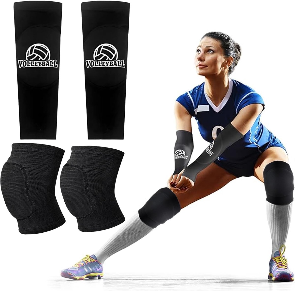 Solidchoice - Cool Night Black Knie- en Armbeschermers voor Volleybal