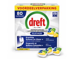 Dreft Platinum P Vaatwascapsules Citroen - 80 stuks - All-in-One Voordeelverpakking