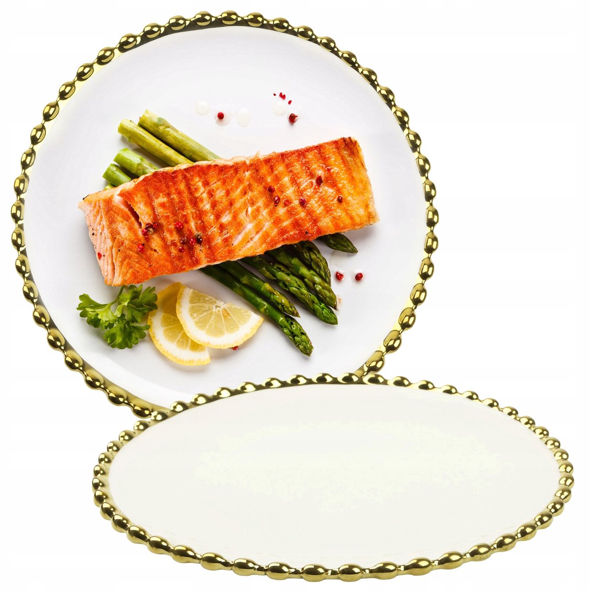 Porseleinen dinerbord 25cm met gouden rand - Glamourstijl