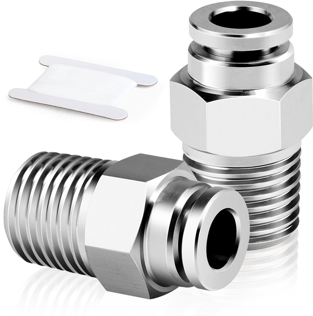 Solidchoice - Set van 2 Pneumatische Push-in Fittingen van Roestvrij Staal