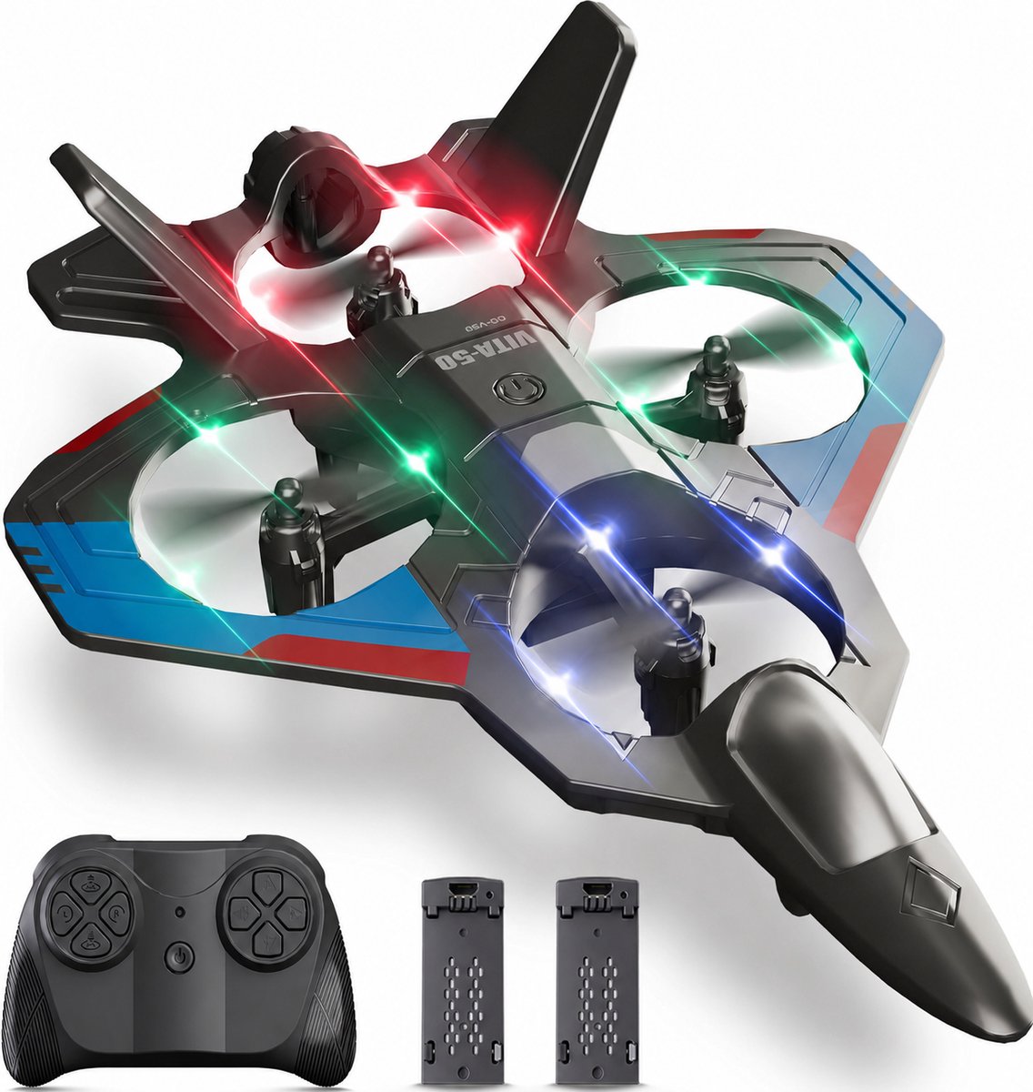 Tolvia RC Vliegtuig met Afstandsbediening - Straaljager - 360° Flip, Hoogtebehoud en Headless-Modus - Speelgoed Jongens - Zwart