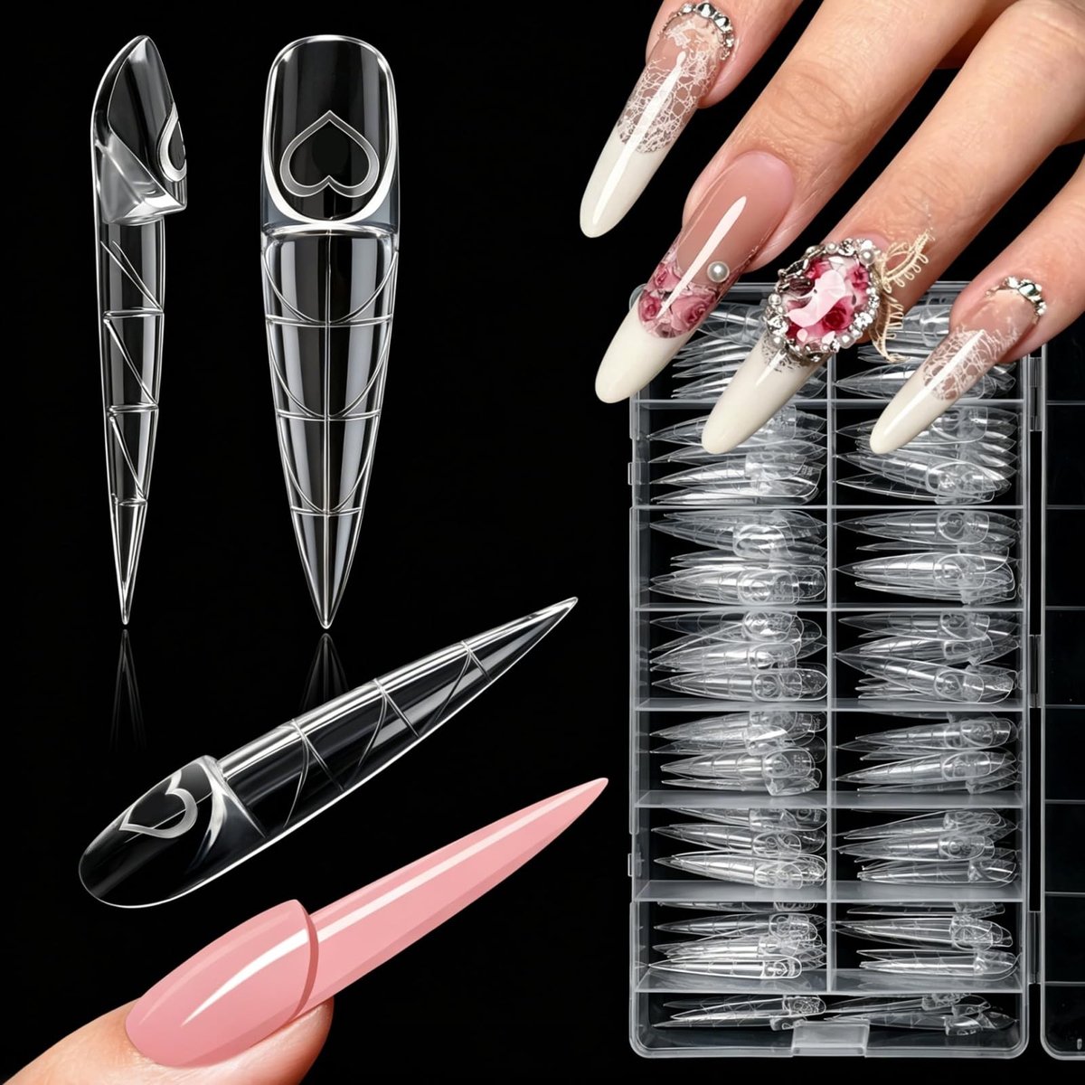 Solidchoice - 150 Stuks Dubbele Nagelvormen voor 3D Franse Manicure - Herbruikbaar