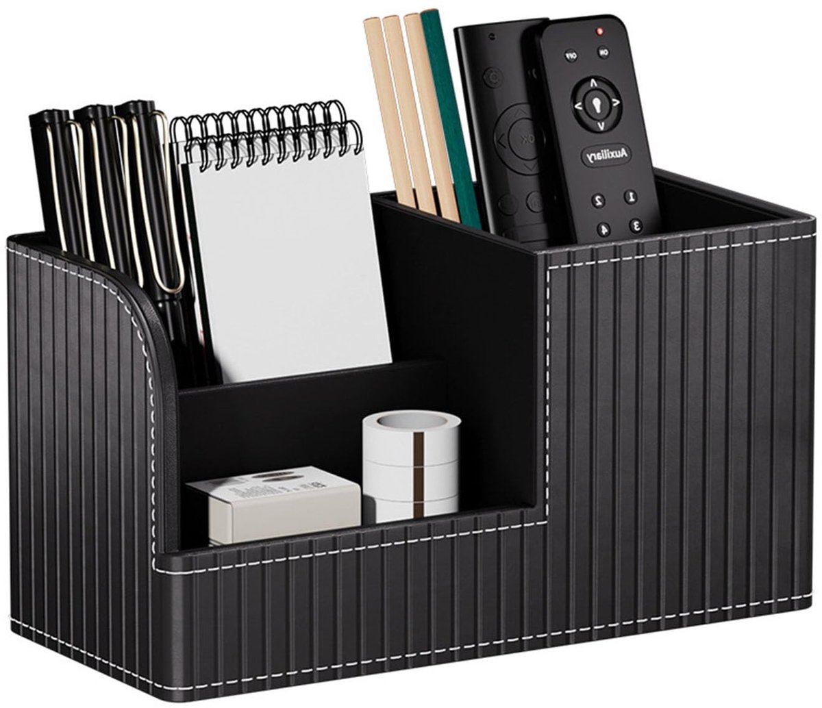 Solidchoice - PU-Lederen Pennenorganizer met 3 Compartimenten - Bureauaccessoires