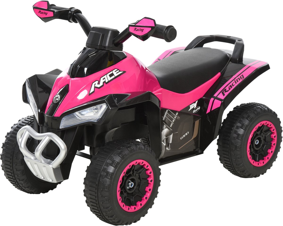Ride-On Quad voor kinderen van 18-36 maanden - 67L x 38B x 44H cm - Licht- en geluidseffecten - Roze Zwart - Niet elektrisch