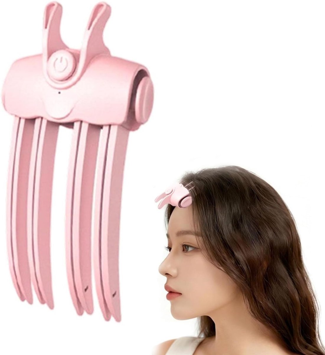 Verwarmde krultang voor de haaraanzet - Draagbaar stylingapparaat - Instelbare temperatuur; Geschikt voor fijn en dik haar; Geeft volume aan het haar (roze)