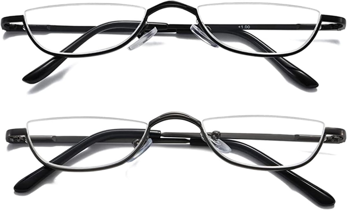 Hubeye Half Moon Metal Reading Glasses for Men and Women with Spring Hinge Small Reading Glasses - ShopVlot