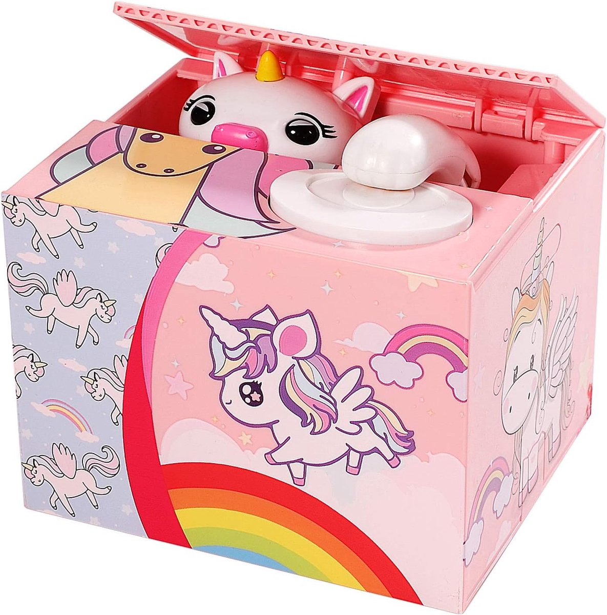 Powerking Stealing Coins Piggy Bank,The Unicon Piggy Bank Steals Money Coins and Stores Coins Cents Box Bank Toy - ShopVlot
