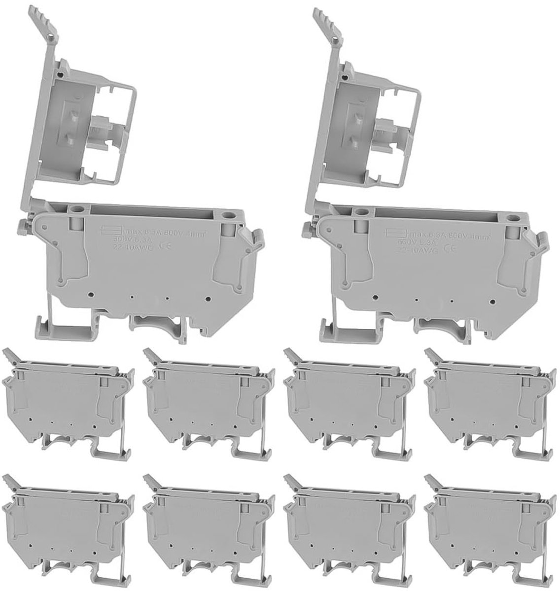UK5-HESI DIN Rail Fuse Clamp Screw Terminal Block 10 Pieces - ShopVlot