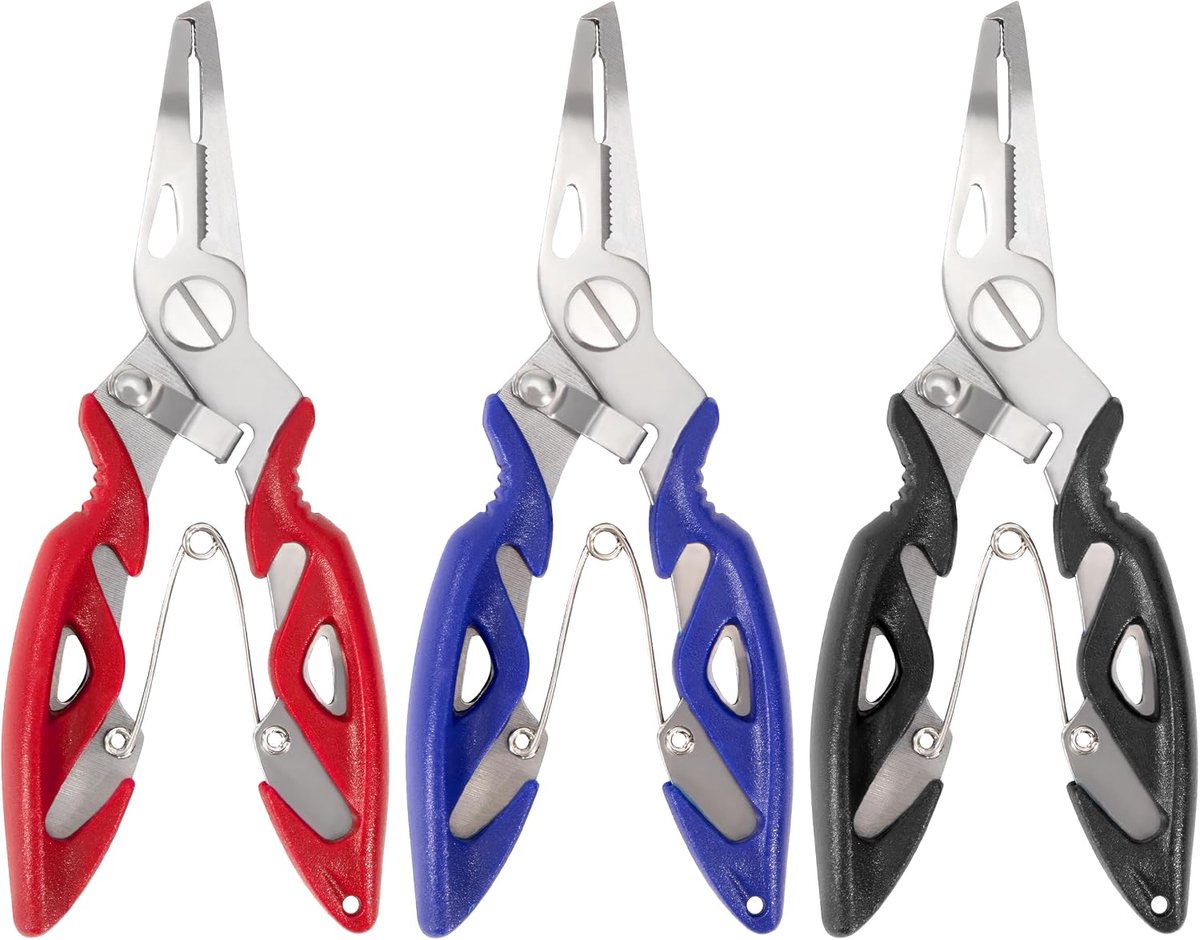 Stainless Steel Fishing Pliers, Multi-Purpose Fishing Pliers, Cord Cutter, Split Ring Opener, Fishing Tool, 3 Pieces - ShopVlot