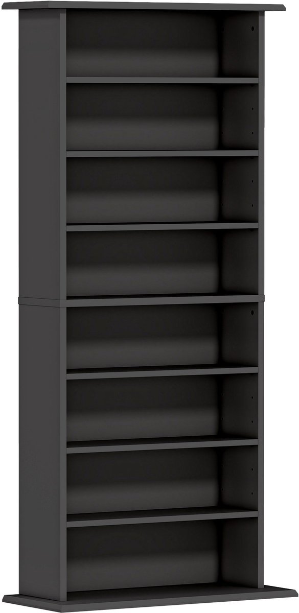 CD DVD kast vakkenkast - 360 cd's/185 dvd's en Blu-ray - 8 vakken en 6 verstelbare plankenm - 126.3 x 58 x 24cm wit