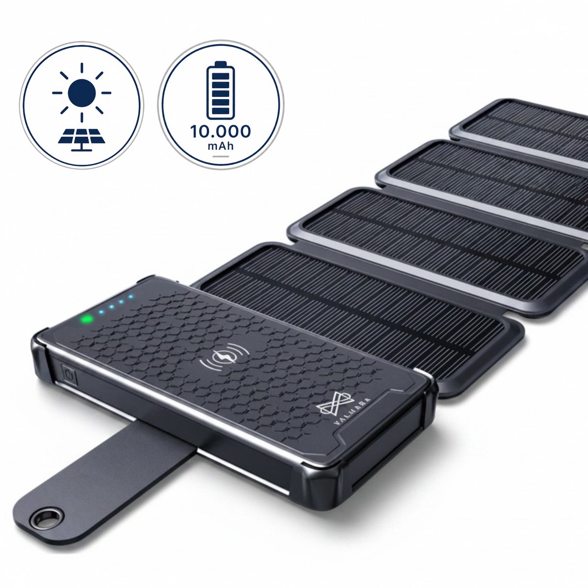 Valhara Solar Powerbank 10.000mAh met 4 Zonnepanelen - Valhara - €38,97