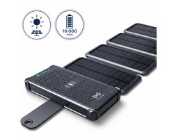Valhara® Powerbank Zonneenergie - 10000 mAh - Solar Power bank met Zonnepanelen - Draadloos & Waterdicht - Snellader USB-C 18W - Geschikt voor opladen Iphone, Samsung Telefoon, Noodradio & Kindertablet - LED Zaklamp - 4 Apparaten - Noodpakket