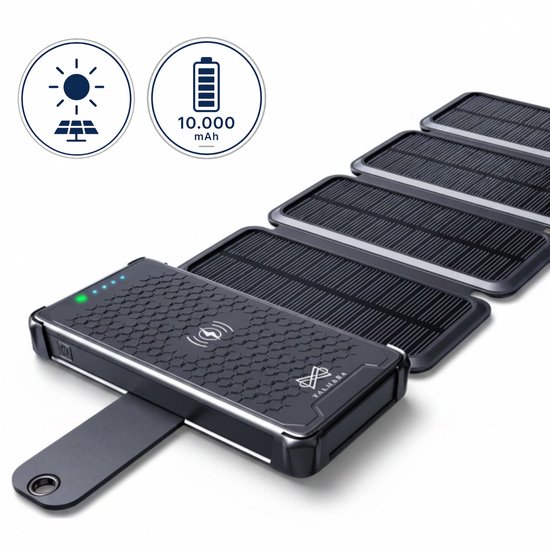 Valhara Solar Powerbank 10.000mAh met 4 Zonnepanelen - Valhara - €38,97