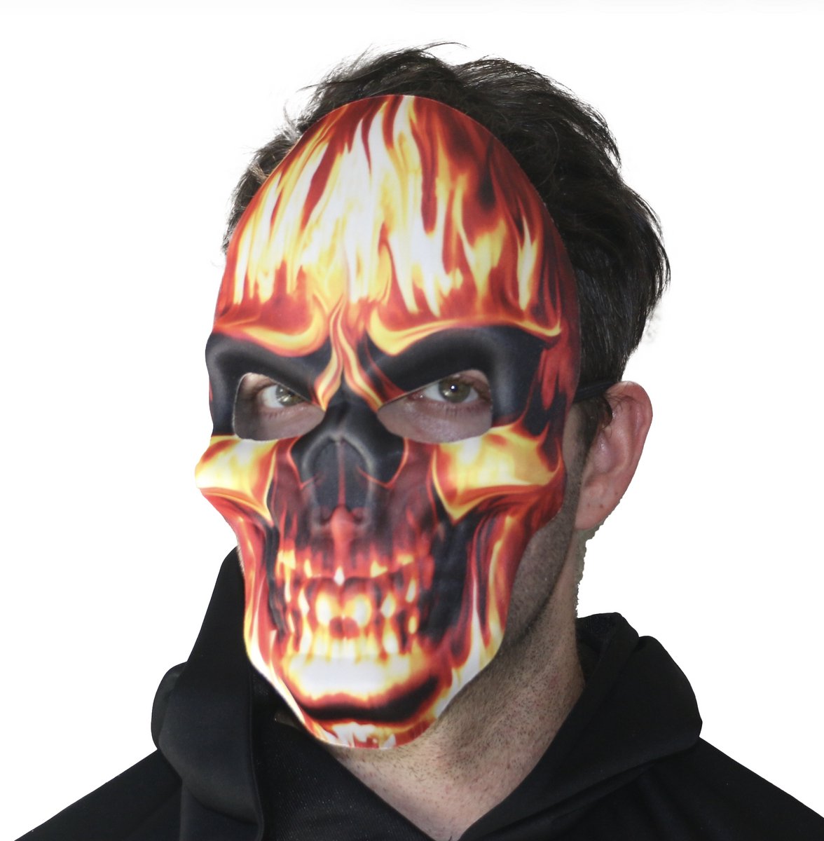 Joya Party® Skelet met Vuur Masker Volwassenen | Halloween Masker | Vurend Skelet Masker | Skull Flame Mask | Verkleed Accessoire | Elastische Band | One Size