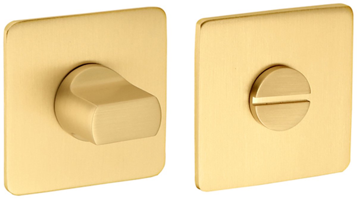 Rozet met toilet / badkamersluiting vierkant 55x3 mm ultra dunne rozet van 3mm mat goud PVD gecoat