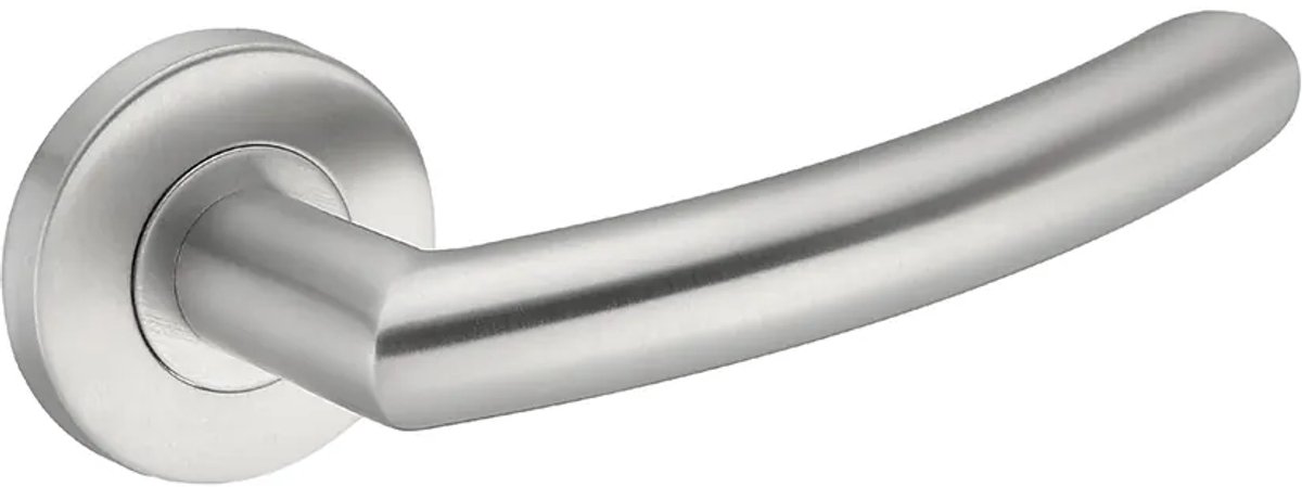 Deurkruk (2x) Luca rond 20mm haaks op rozet geborsteld RVS | RVS deurklinken