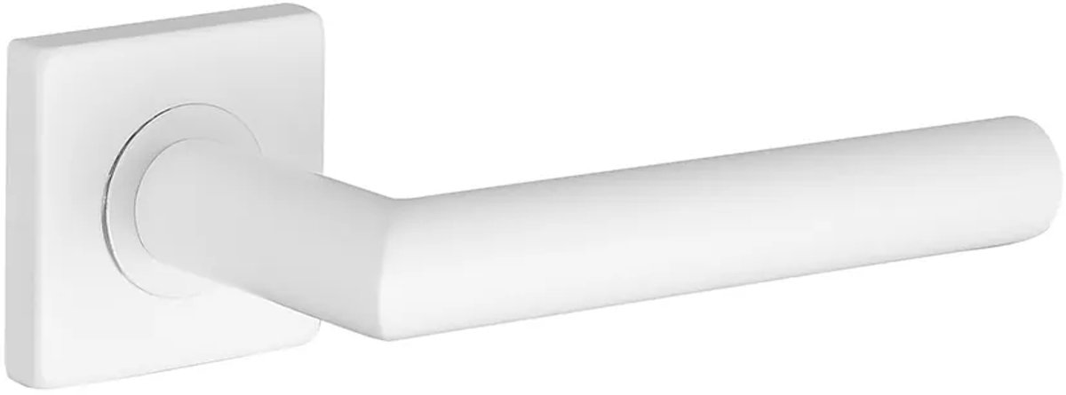 Deurkruk (2x) Vita 20mm haaks op vierkant rozet mat wit PVD gecoat | Witte deurklinken