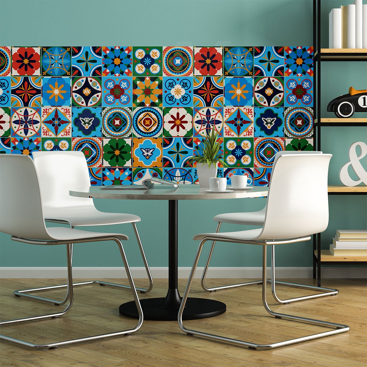 Ambiance Sticker Zelfklevende tegelmuurstickers voor keuken en badkamer - 30 Tizi Ouzou tegelstickers - 30 stickers 10x10cm Multi color
