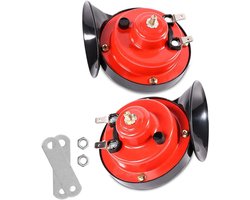24V claxonset (hoog/laag) – Rode, waterdichte claxon – Universeel voor vrachtwagens en bussen – Krachtige aftermarket-waarschuwingsclaxon
