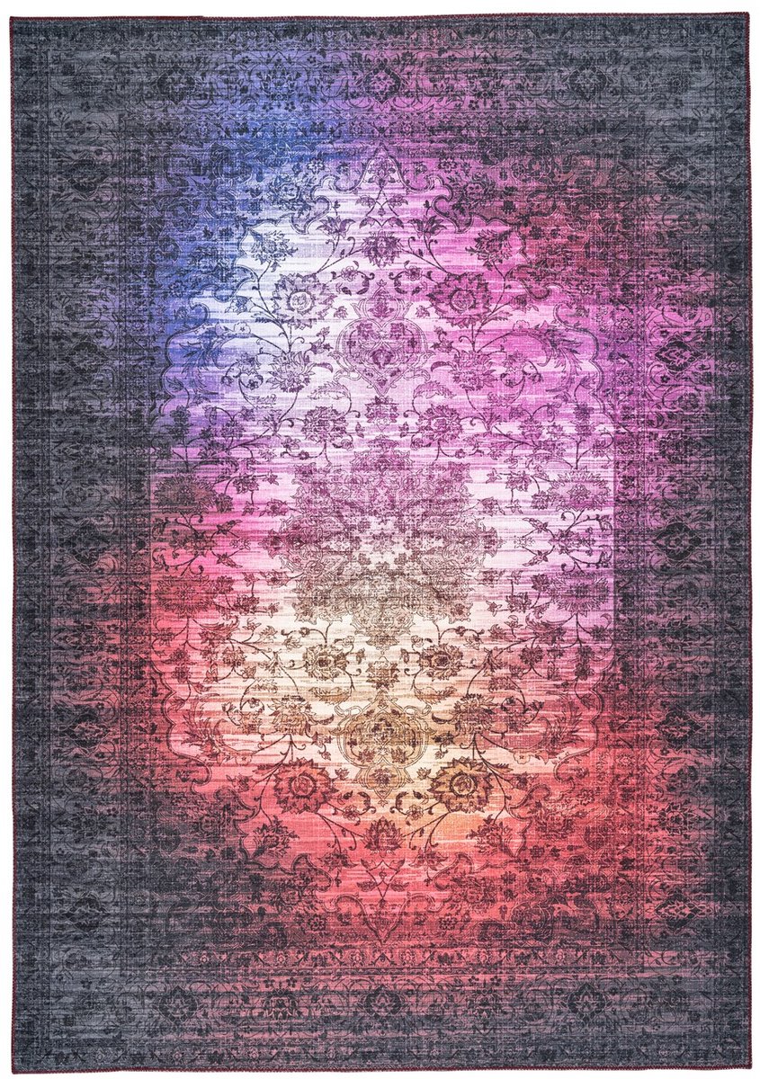 Padiro laagpolig vloerkleed 170 x 240 cm - meerkleurig - modern abstract design - geschikt voor vloerverwarming - van polyester
