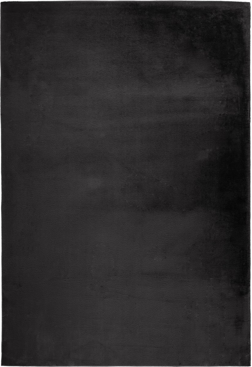 Padiro laagpolig vloerkleed 160 x 230 cm - grafiet - modern effen design - met een zachte uitstraling - geschikt voor vloerverwarming - van polyester