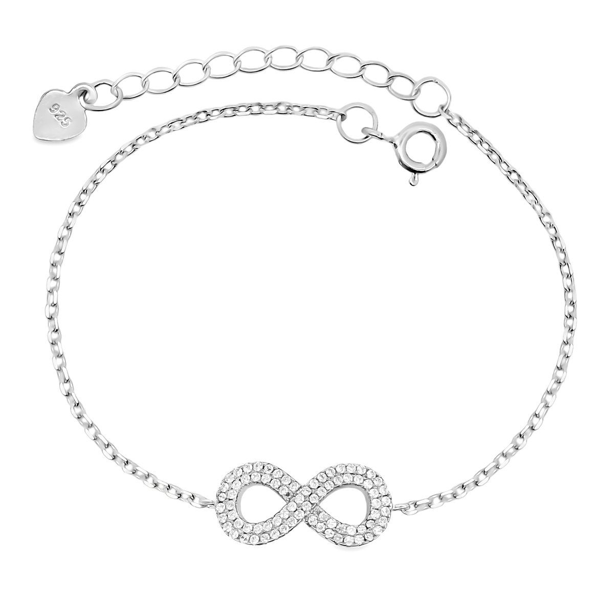 Juwelier Zwartevalk - Zilveren (gerhodineerd) infinity armband met zirkonia - 23.274