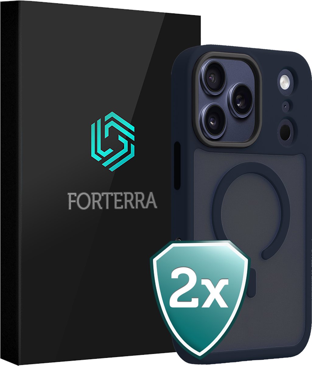 Hoesje 2 Stuks - Geschikt voor Apple iPhone 18 Pro Max - Magsafe Compatible - Sterk & Shockproof - Shock Proof Case - Back Cover - Telefoon Hoes - Donkerblauw