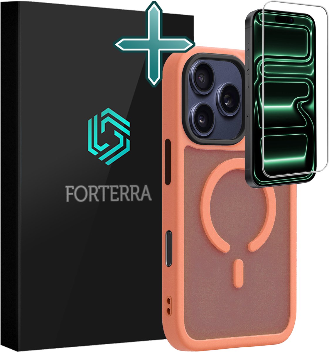 Hoesje Met Screenprotector - Geschikt voor Apple iPhone 18 Pro Max - Magsafe Compatible - Sterk & Shockproof - Shock Proof Case - Back Cover - Telefoon Hoes - Perzik