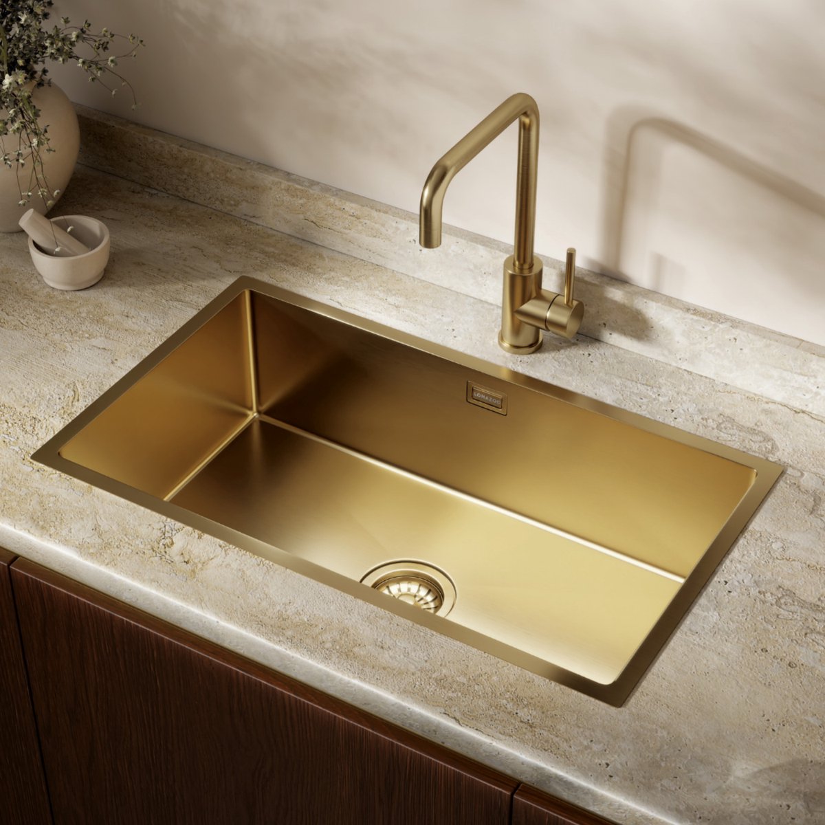 LOMAZOO Spoelbak Keuken Goud Suprex - 66 x 36 cm - RVS