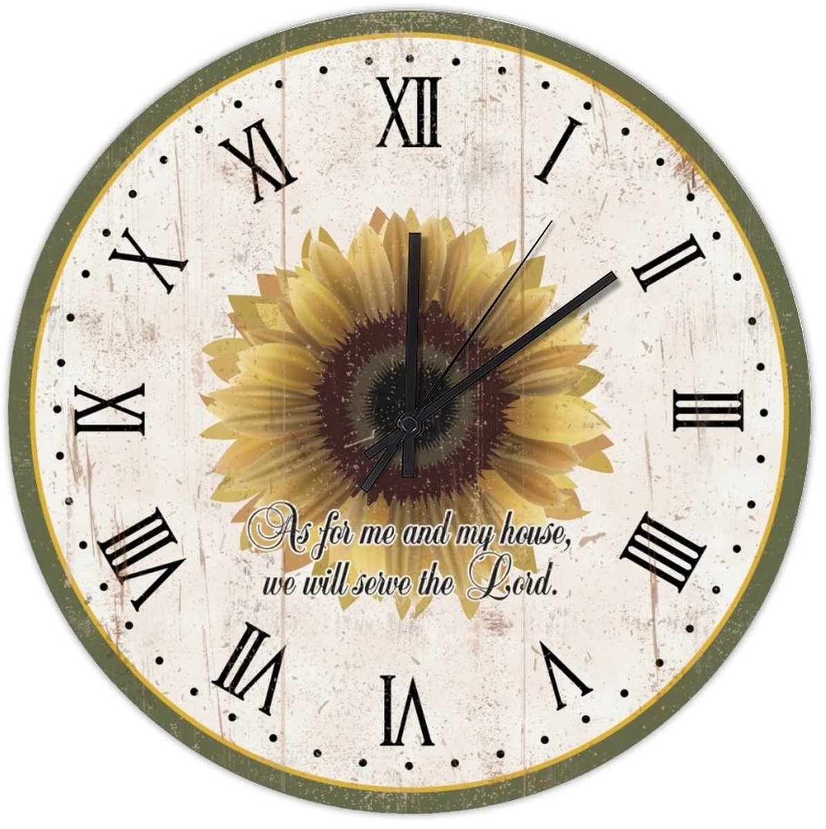 Solidchoice - Retro Bloemen Zonnebloem Wandklok - Houten Ronde Klok 10x10 Inch