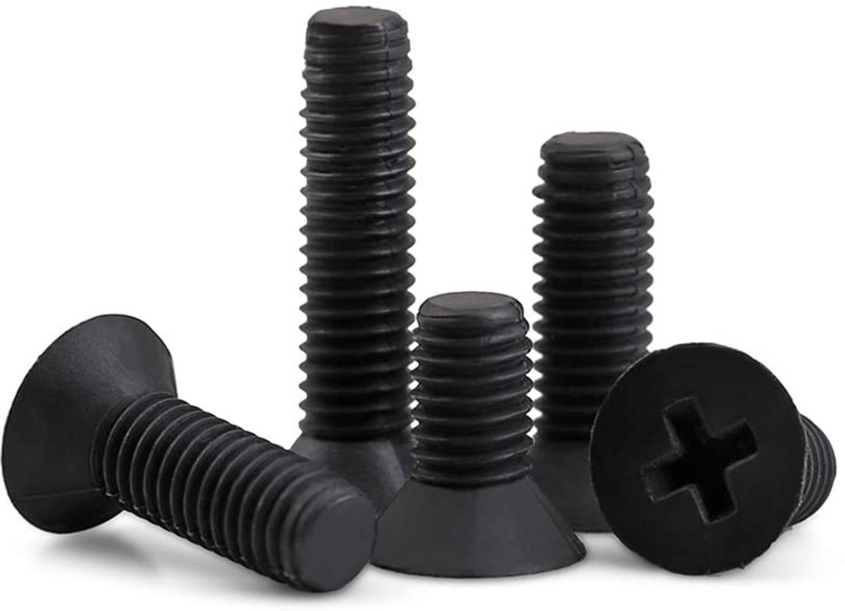 Solidchoice - Nylon Kruis Verzonken Kop Schroeven M6x20mm Zwart, 30 Stuks