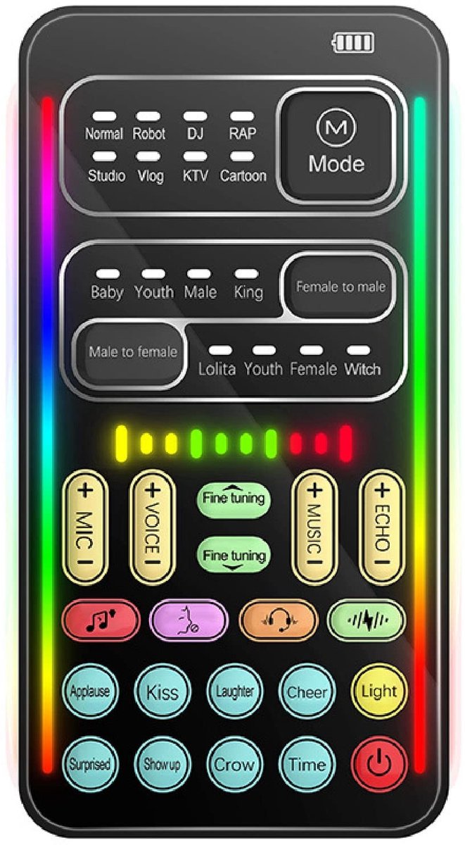 Solidchoice - Voice Changer - Mini Bluetooth Geluidsmodulator - Draagbaar en Compact - 8 Geluidseffecten - Geschikt voor PC en Mobiele Telefoon
