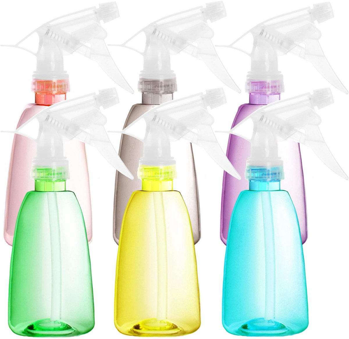 Solidchoice - Set van 6 Leeg Plastic Sprayflessen 350ml in Diverse Kleuren