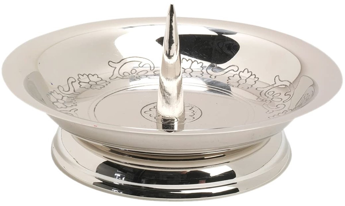 Solidchoice - Candle Plate Ø14 cm Messing Nickel Geplooid Kaarsenhouder Tafeldecoratie
