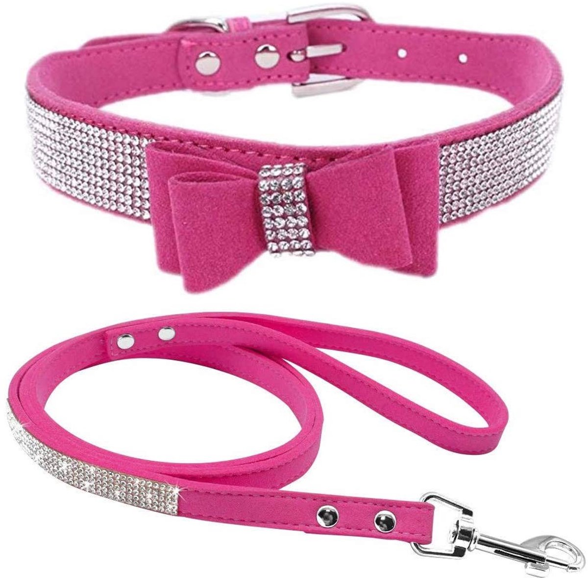 Solidchoice - Rhinestone Hondenhalsband met Lijn voor Kleine en Middelgrote Honden