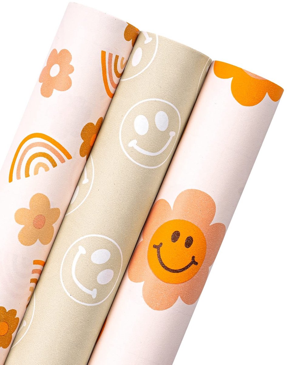 Solidchoice - Kraft Cadeaupapier Rolletjes voor Verjaardagen en Babyshowers, 3 Stuks