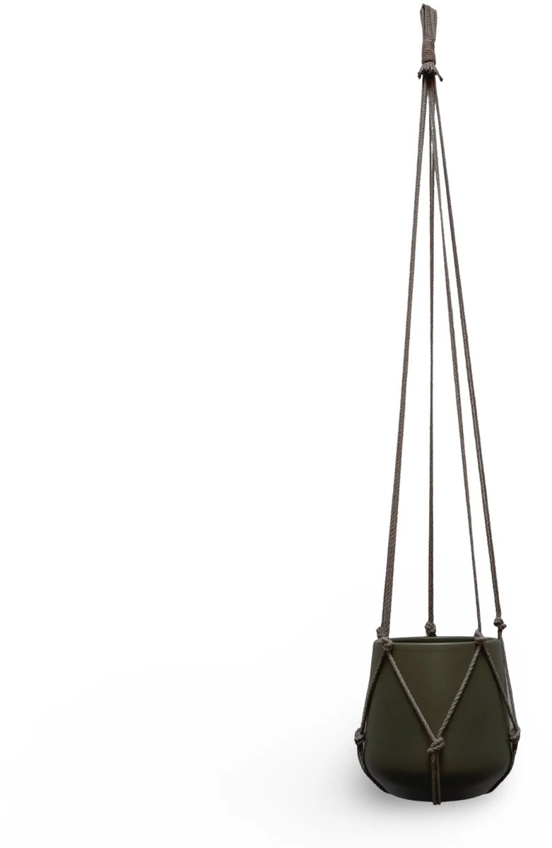 Plantenhanger Zonder Kwast - Kies Kleur en Lengte - Beige - 110 cm lang - Katoenkoord - Geschikt voor Pot met Diameter t/m 20 cm - Handgemaakt in ons Macramé Atelier - Prijs per Stuk - Let op: Exclusief Pot - Inclusief Verzendkosten