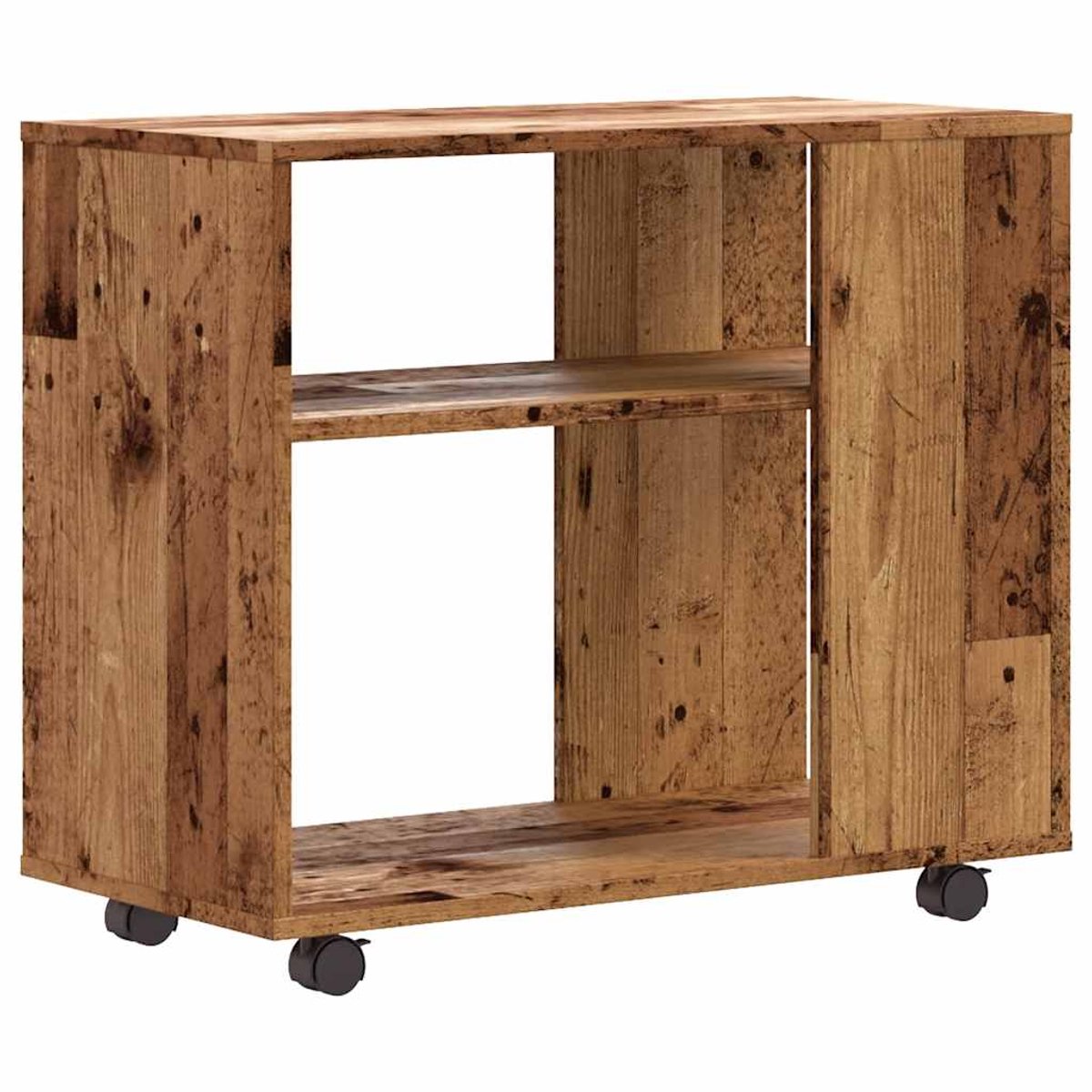vidaXL Bijzettafel - 70x35x60,5 - cm - bewerkt - hout - oud - houtkleurig oud hout