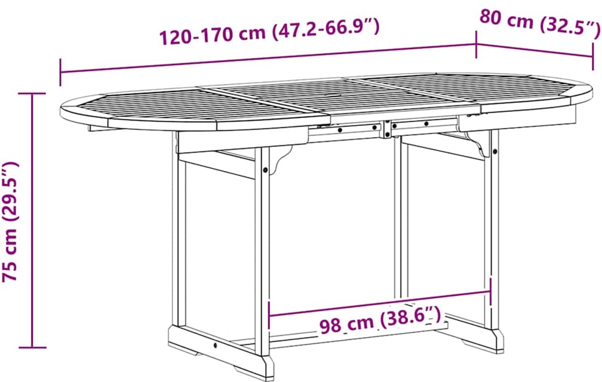 Vidaxl Tuintafel 1 Grijs 170 X 80 X 75 Cm Terrastafel