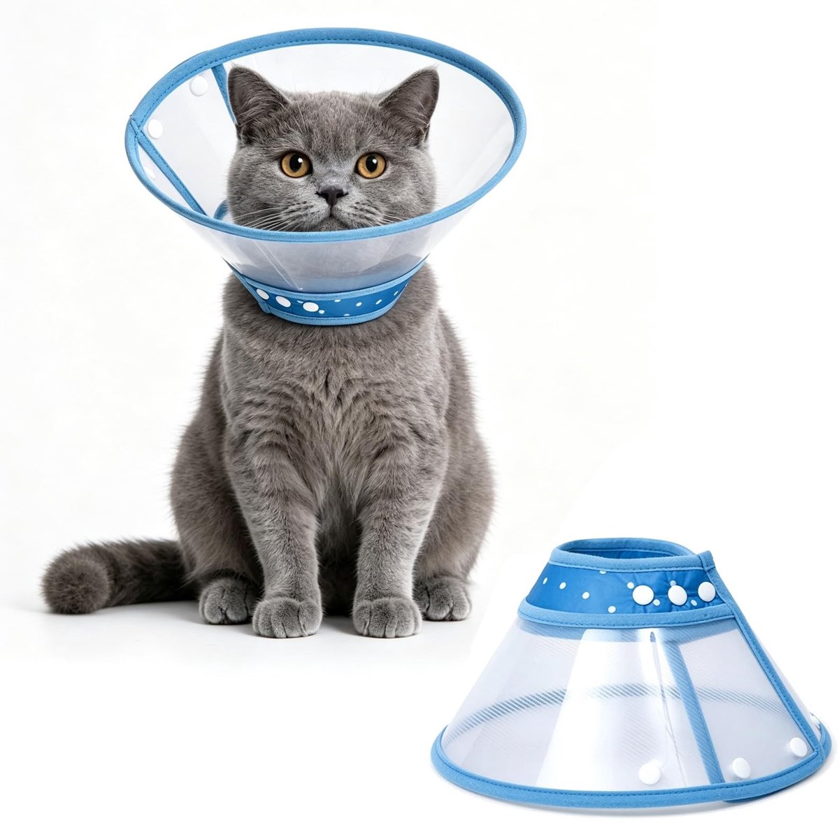 SnelShoppen - Verstelbare Kattenhalsband - Anti-Bijt Beschermende Kraag voor Postoperatief Herstel - Lichtgewicht, Ademend en Waterdicht - Geschikt vo