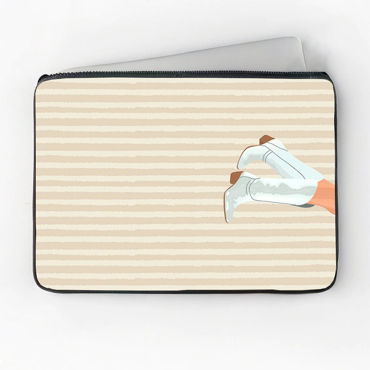 Image of Geschikt voor Laptophoes 14 Inch Cowboy laarzen opdruk - Laptopsleeve 14 Inch - Binnenmaat 23 x 33 cm