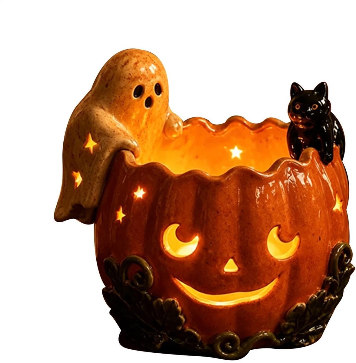 Solidchoice - Halloween Kaarsenhouder - Feestelijk Tafelmiddelpunt voor Spookachtige Sfeer