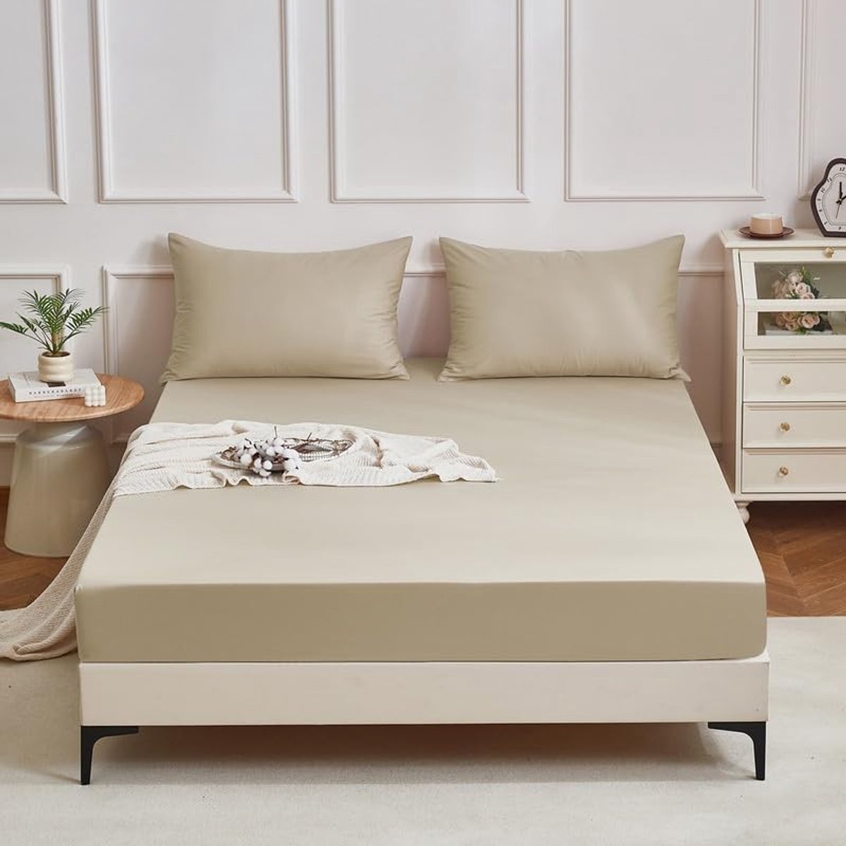Solidchoice - Hypoallergene Katoenen Fitted Sheet 180x200 cm - Zacht Anthraciet Grijs