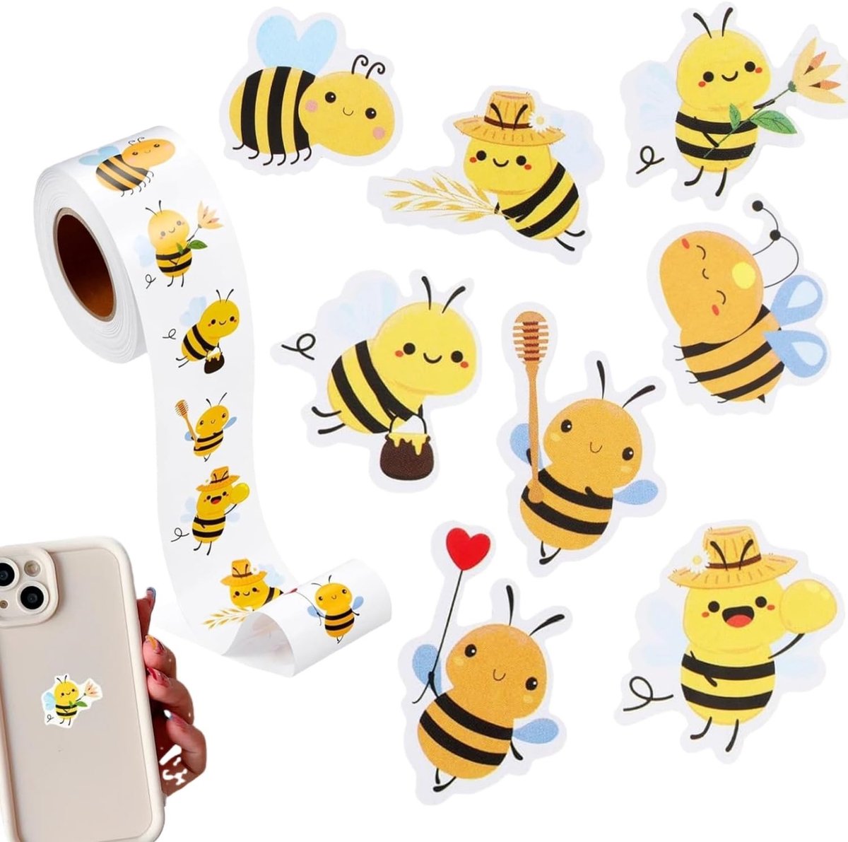 Solidchoice - Bijenstickers - 500 stuks beloningsstickers voor decoratie en bedankkaarten