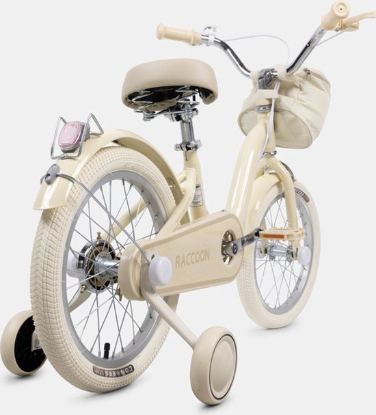 YAR Biky Meisjesfiets - 18 Inch - Kinderfiets met Zijwielen & Stuurtas - Beige van Yar Biky — afbeelding 2