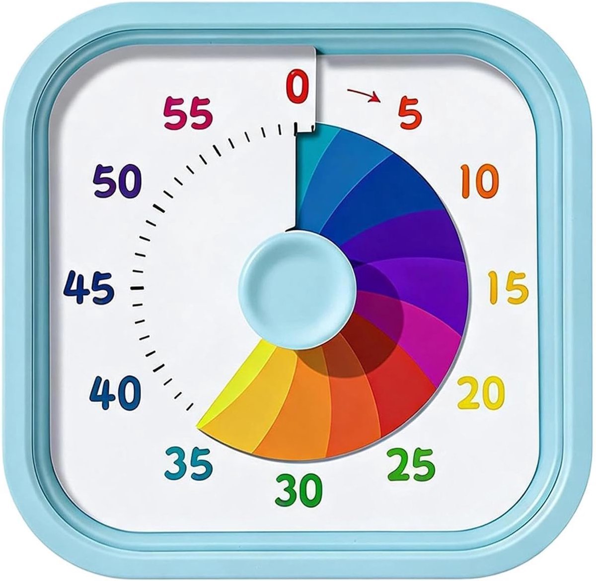 Timer - Stille visuele timer - Efficiënt tijdmanagement - Draagbare regenboogschijftimer - Timer - Herinnering met rinkelend en knipperend licht - Geschikt voor tandenpoetsen, huiswerk maken, slapen, lezen, sporten, koken, enz. - 8,7*8,7*5 cm - Blauw